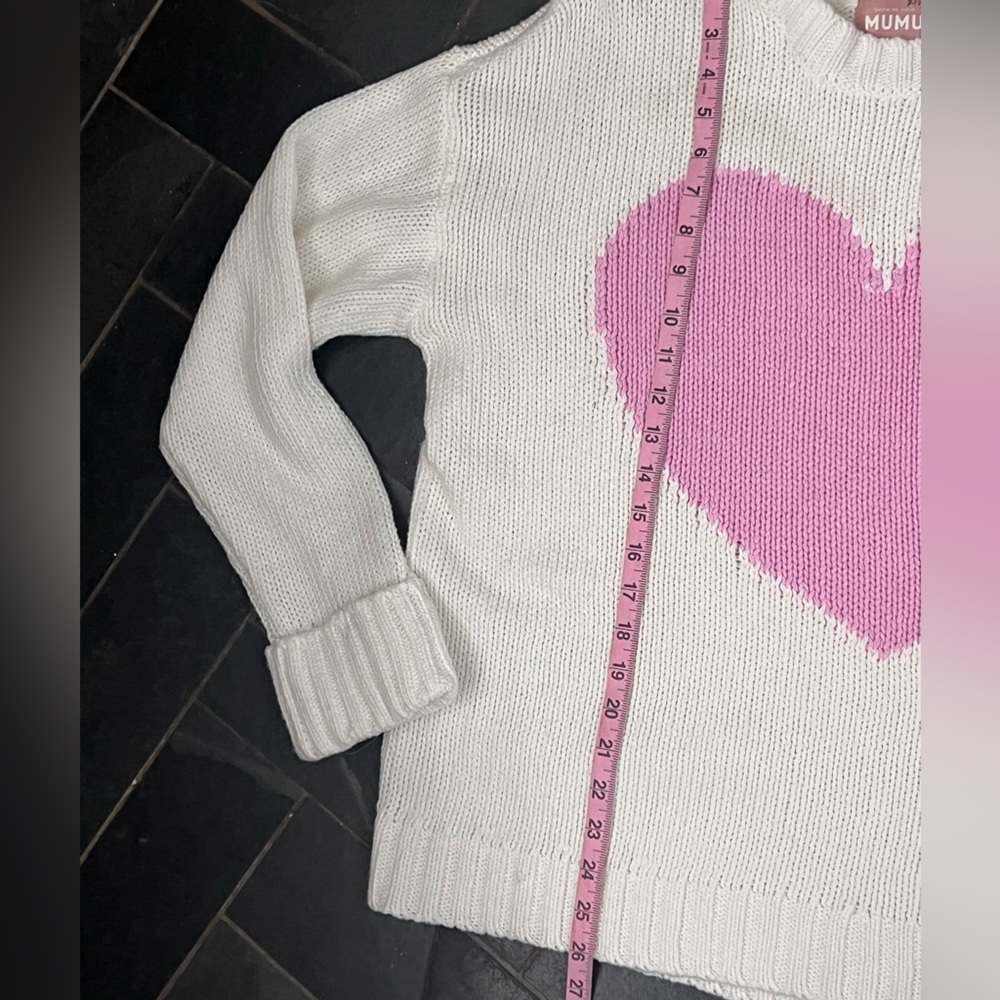 Show me your Mumu sweetheart heart sweater pink and white size large - Picture 7 of 7